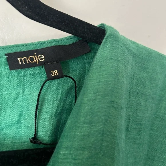 Maje Emerald Green Linen-Blend ROMPER - Picture 2 of 9